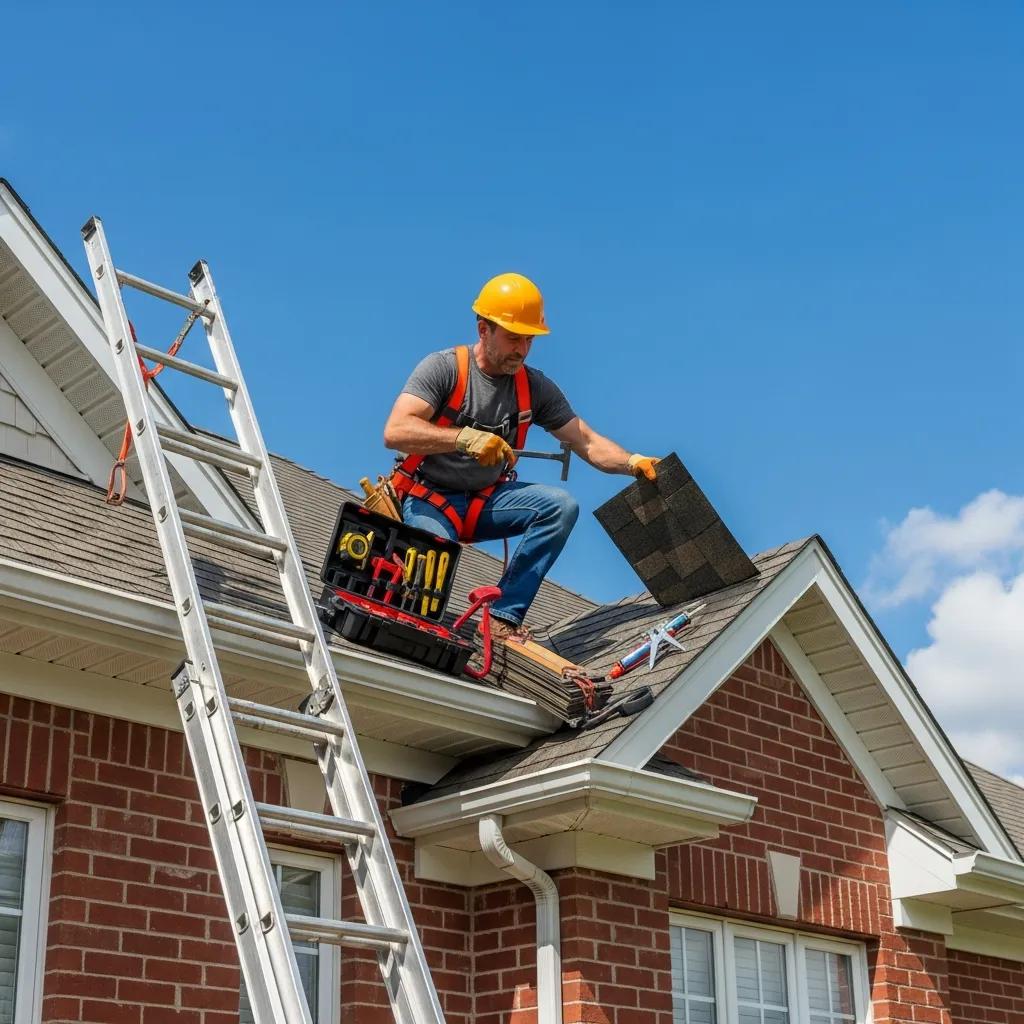 Professional roofing expert inspecting a residential roof, highlighting essential roofing services